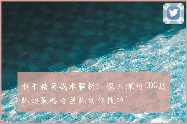 和平精英战术解析：深入探讨EDG战队的策略与团队协作技巧